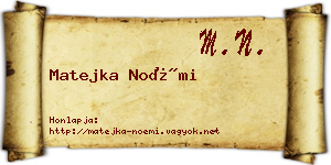 Matejka Noémi névjegykártya
